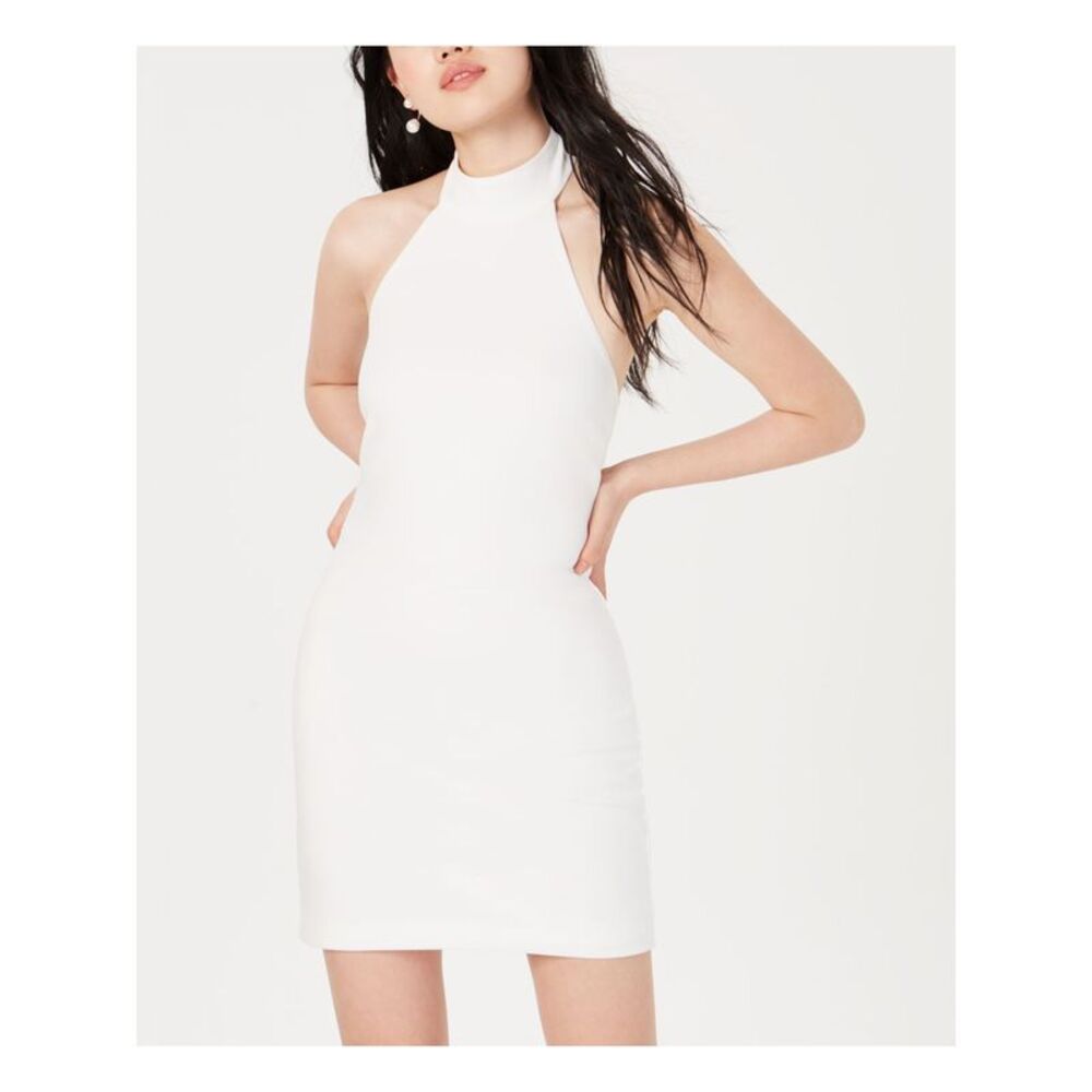 TEEZE ME Womens Ivory Sleeveless Mini Body Con Evening Dress 13